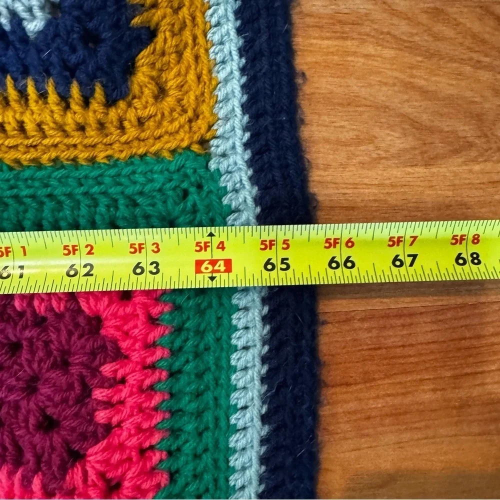 Beautiful Handmade Tightly Knit Granny Stitch Afghan 82” x 65” 120 Square 5 LBS!
